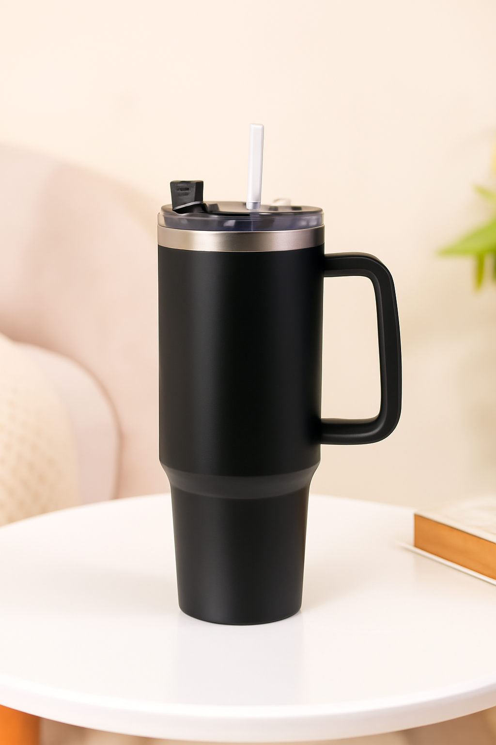 Insulated Travel Tumbler with Handle & Straw β Hot & Cold Beverage Cup