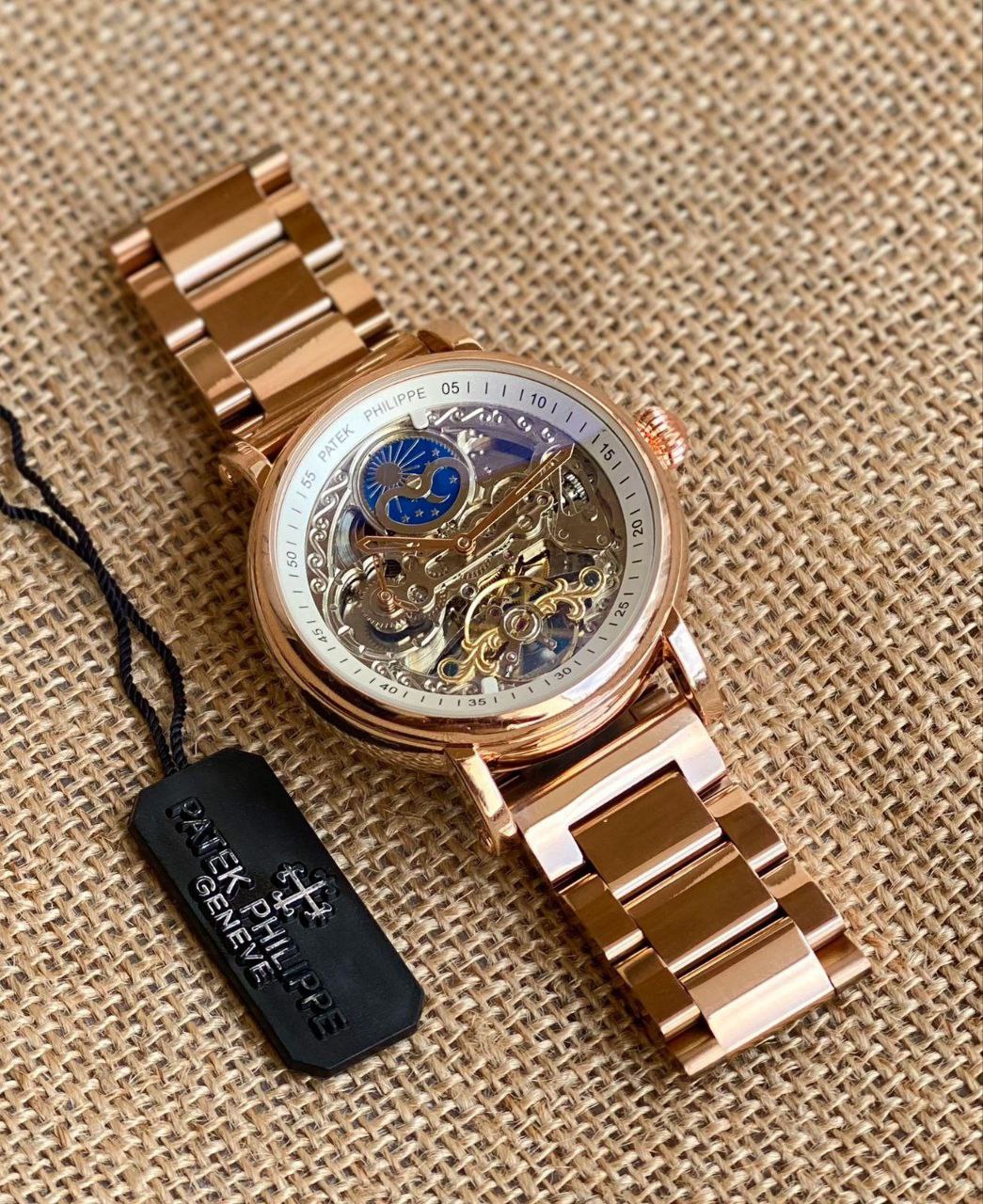 Patek Philippe Rose Gold Skeleton Automatic Watch – Swiss Luxury for Men