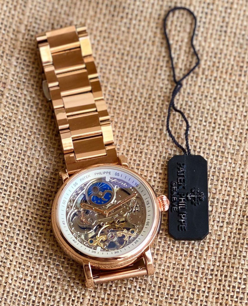 Patek Philippe Rose Gold Skeleton Automatic Watch – Swiss Luxury for Men