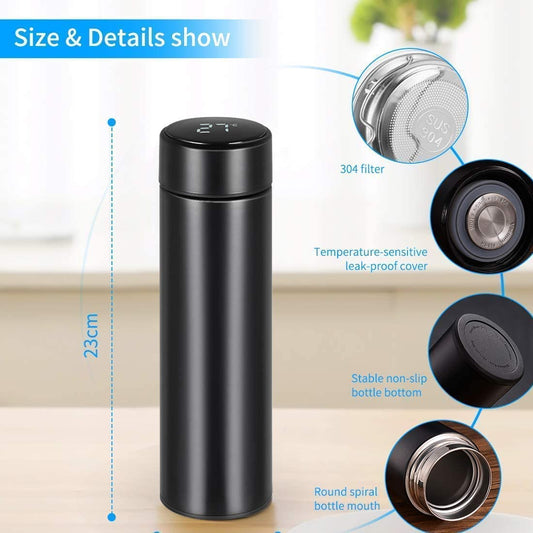 Smart Temperature Display Insulated Stainless Steel Thermos Bottle – 304 Vacuum Flask for Hot & Cold Drinks