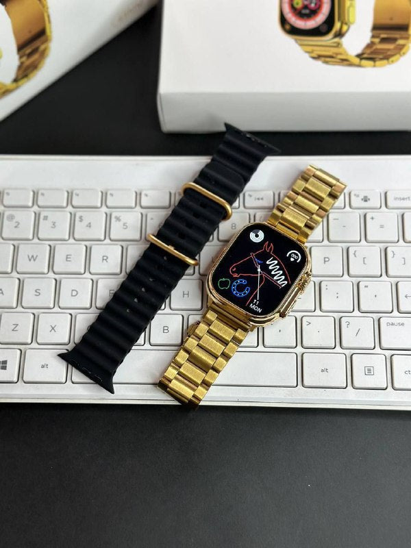 Apple Watch Ultra Golden Edition – 2.05" Retina Display, Bluetooth Calling, Dual Straps