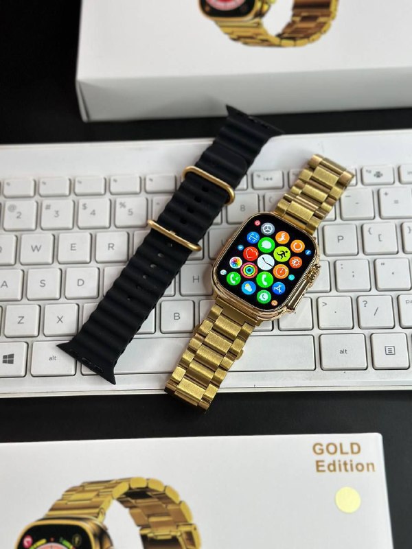 Apple Watch Ultra Golden Edition – 2.05" Retina Display, Bluetooth Calling, Dual Straps