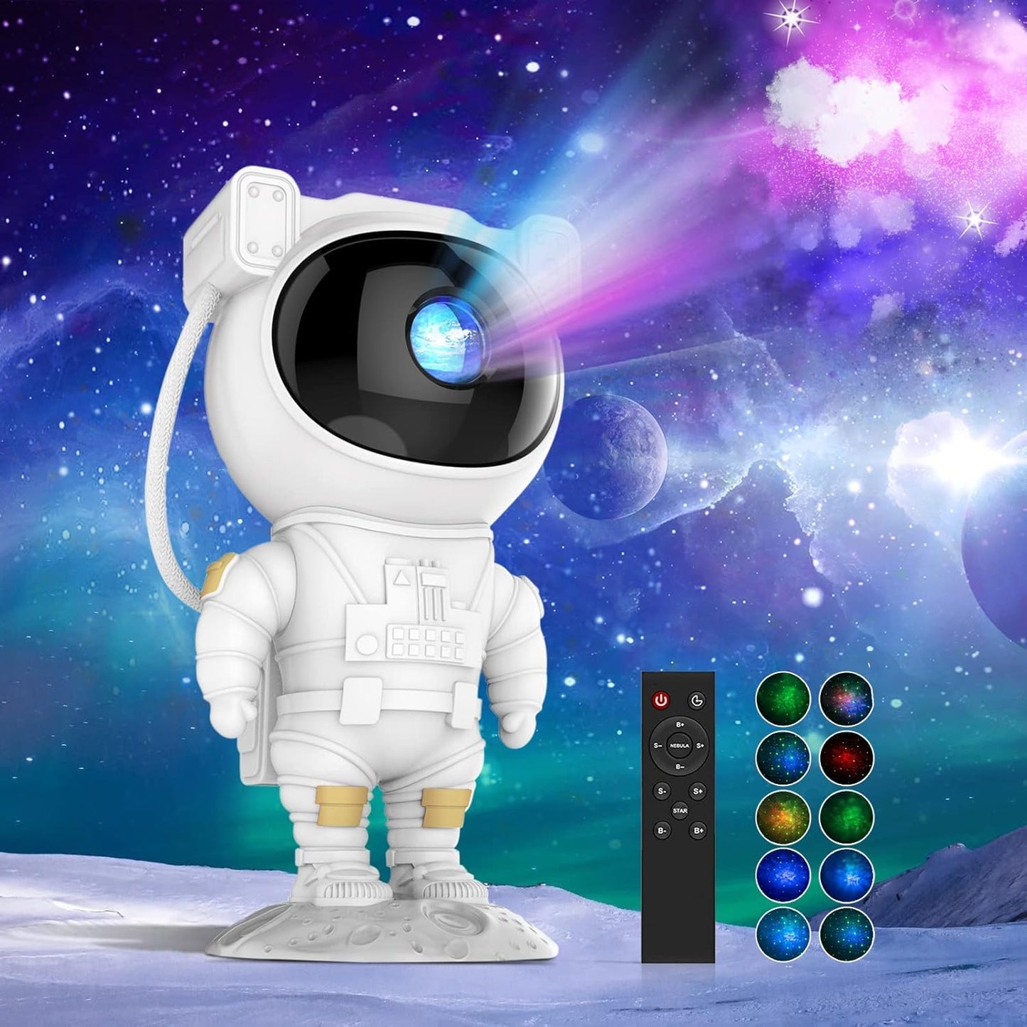 Molinon Astronaut Galaxy Projector Night Light — 360° Adjustable LED Star Sky Lamp with Remote & Timer