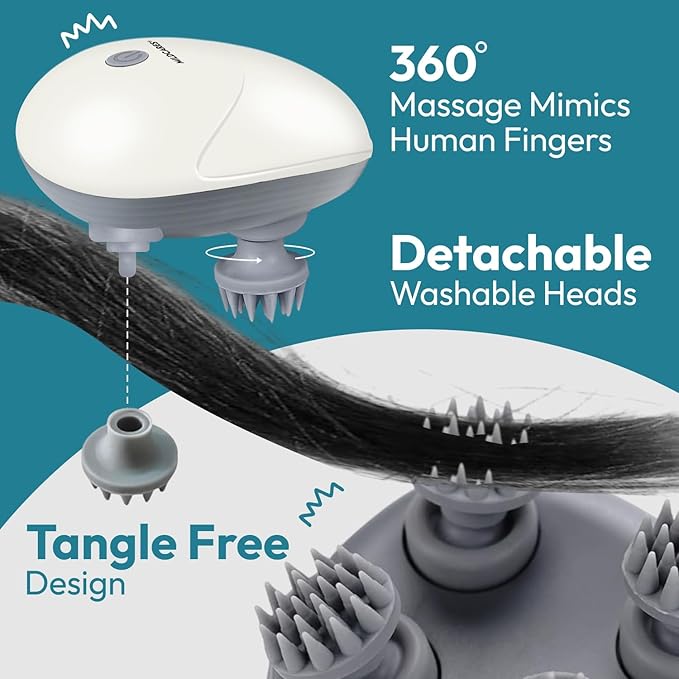 MildCares Smart Scalp Massager – Waterproof, Rechargeable 4D Rotating Head Massager for Hair Growth & Stress Relief