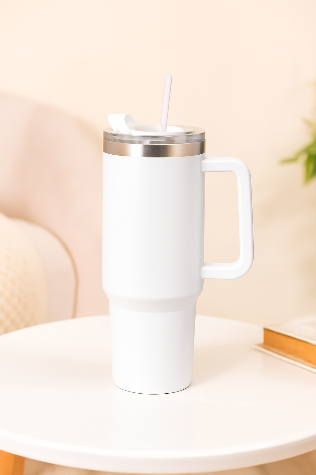 Insulated Travel Tumbler with Handle & Straw – Hot & Cold Beverage Cup