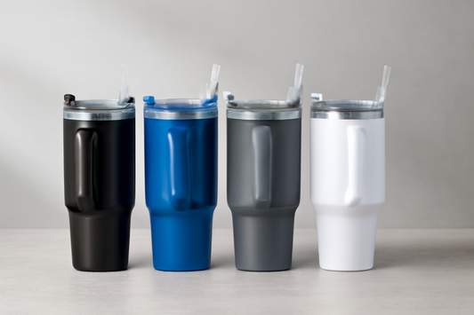 Insulated Travel Tumbler with Handle & Straw – Hot & Cold Beverage Cup