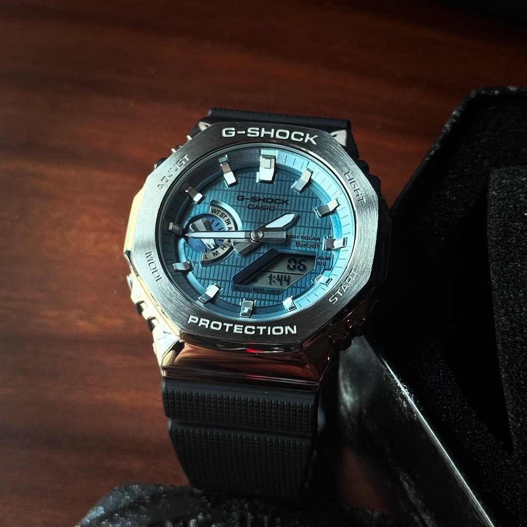 G-Shock GBM2100A Silver Metal Body with Blue Dial