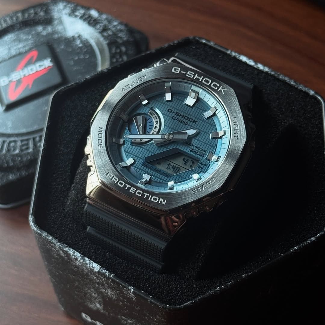 G-Shock GBM2100A Silver Metal Body with Blue Dial