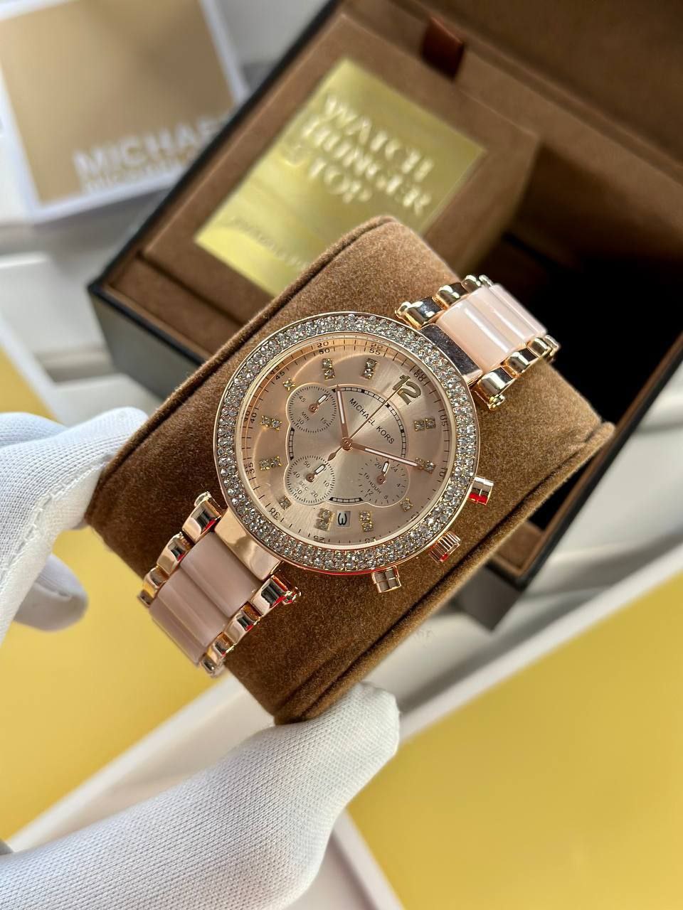 Michael Kors Parker Chronograph Watch MK5896 – Rose Gold & Blush Ceramic