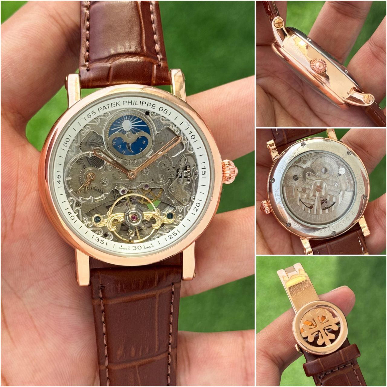 Patek Philippe Rose Gold Skeleton Automatic Watch – Swiss Luxury for Men