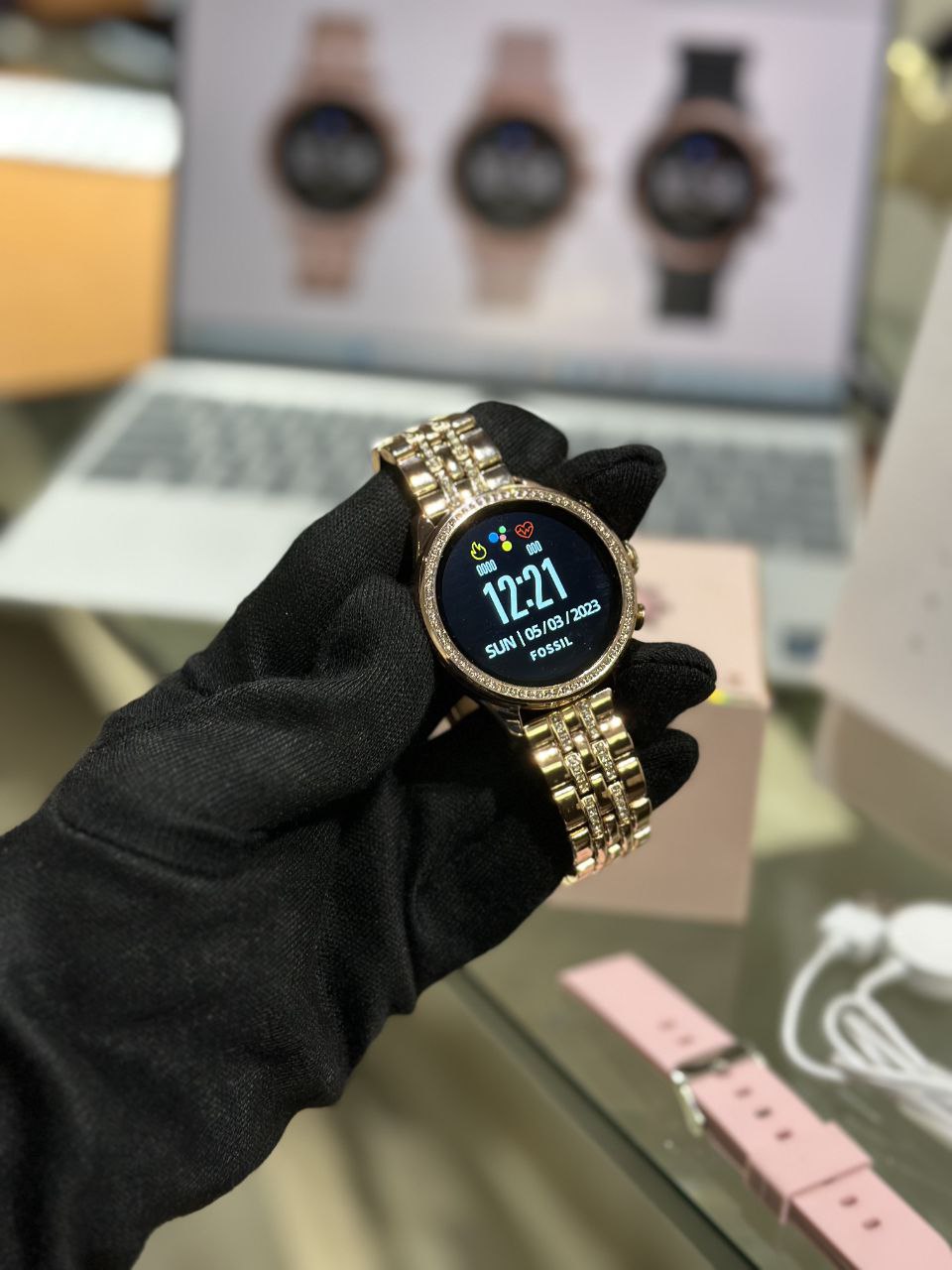 Fossil Gen 9 Smartwatch with Dual Belts, Diamond-Studded Metal, 1.3" HD Display, Bluetooth & Fitness Tracking