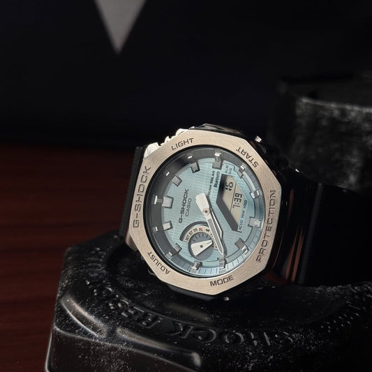 G-Shock GBM2100A Silver Metal Body with Blue Dial