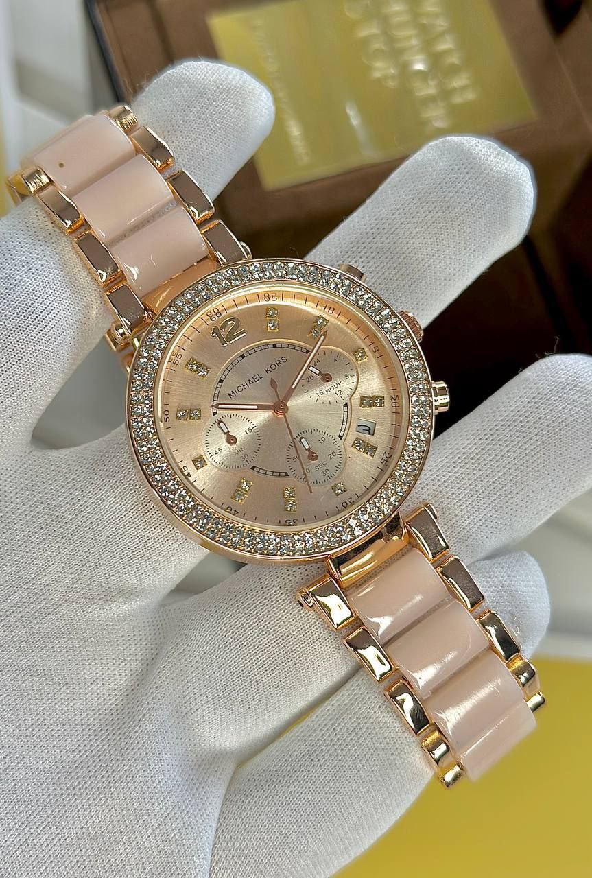 Michael Kors Parker Chronograph Watch MK5896 – Rose Gold & Blush Ceramic