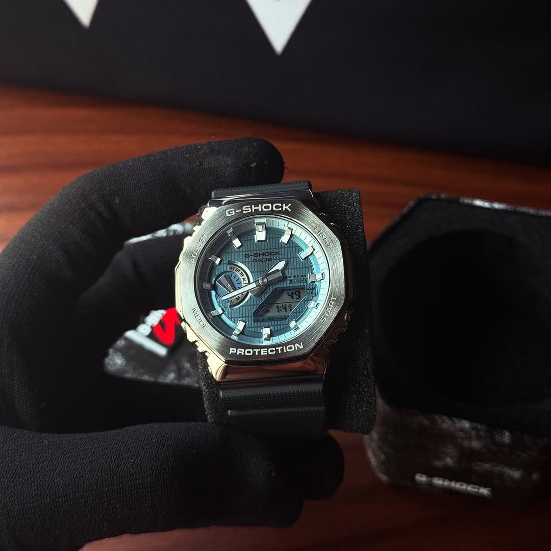 G-Shock GBM2100A Silver Metal Body with Blue Dial