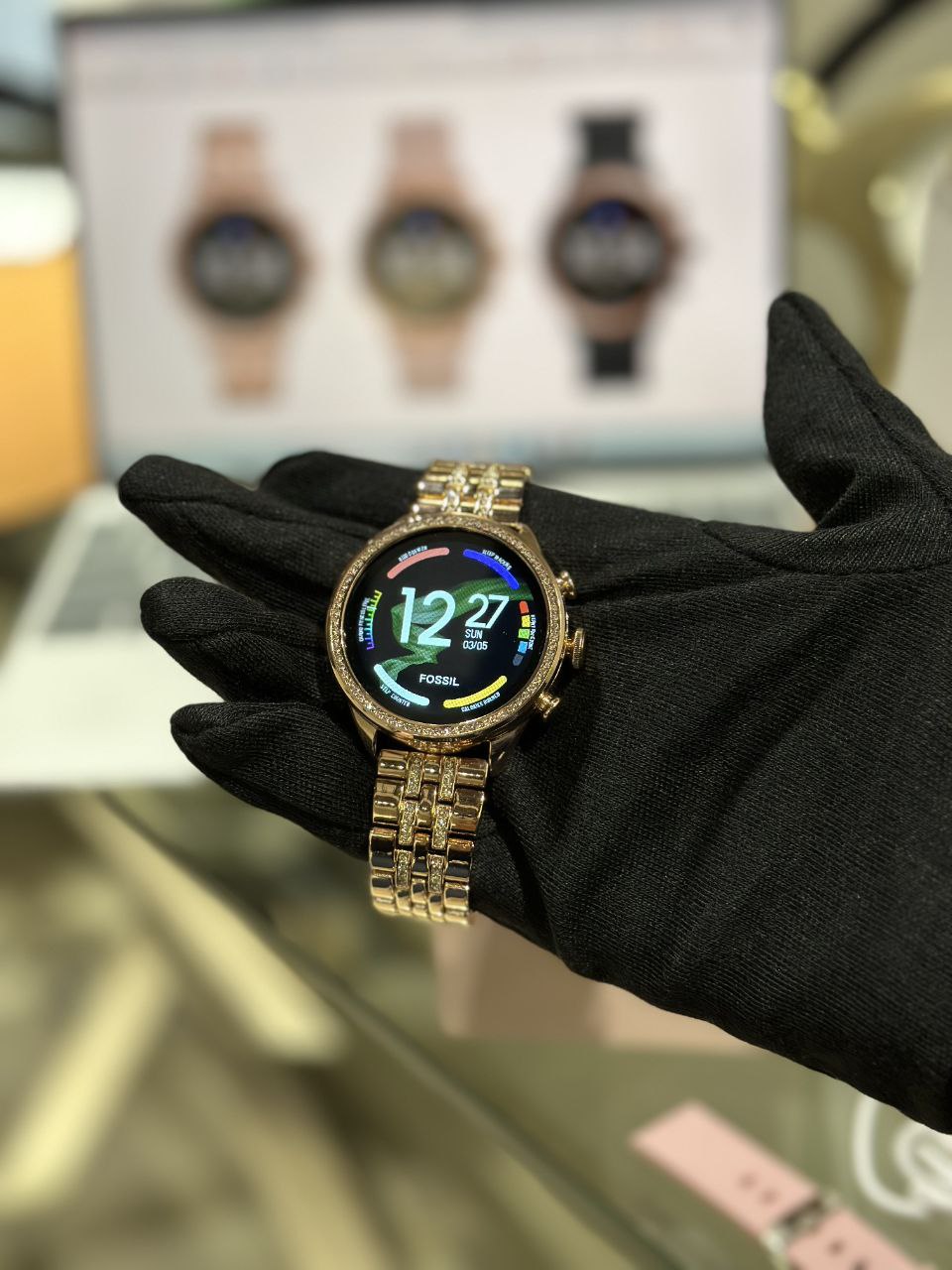Fossil Gen 9 Smartwatch with Dual Belts, Diamond-Studded Metal, 1.3" HD Display, Bluetooth & Fitness Tracking