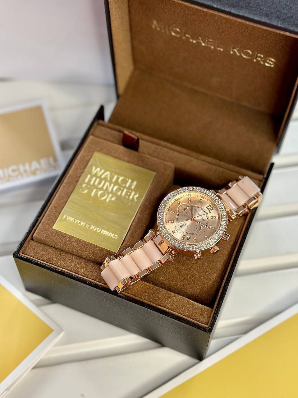 Michael Kors Parker Chronograph Watch MK5896 – Rose Gold & Blush Ceramic