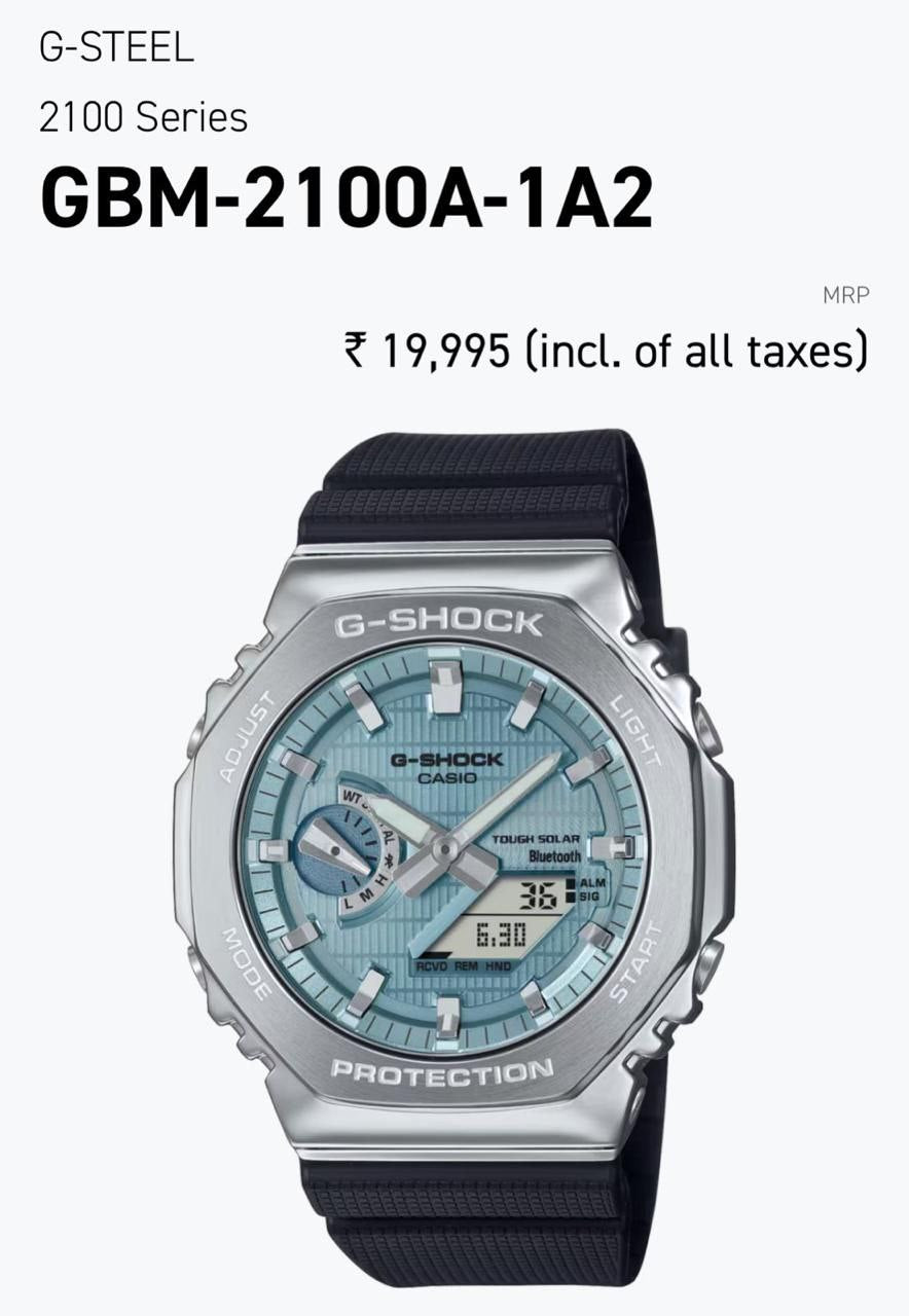 G-Shock GBM2100A Silver Metal Body with Blue Dial